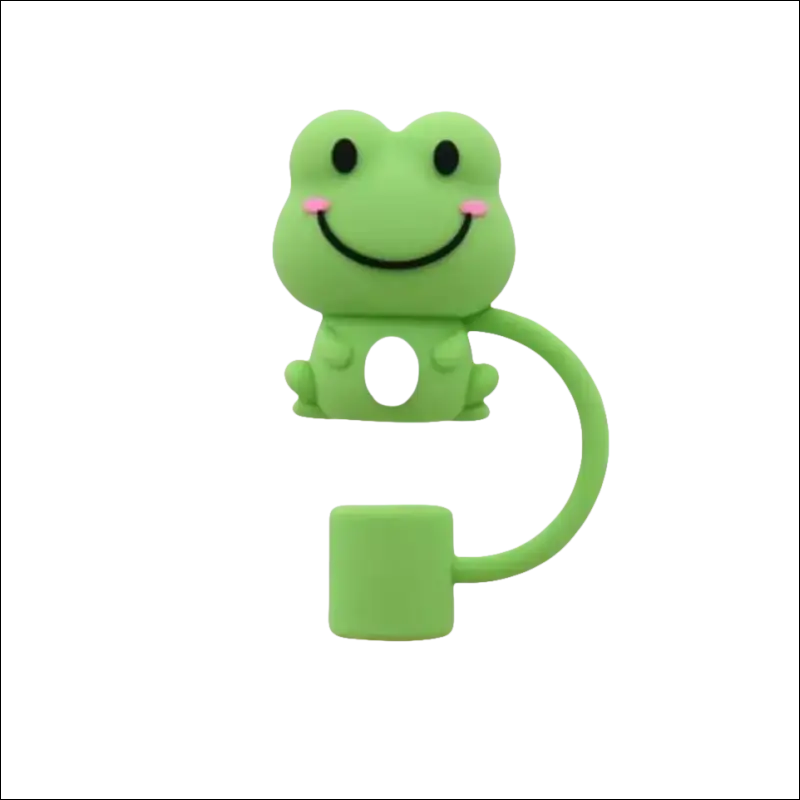 Cute green frog-shaped USB flash drive with a smiling face.