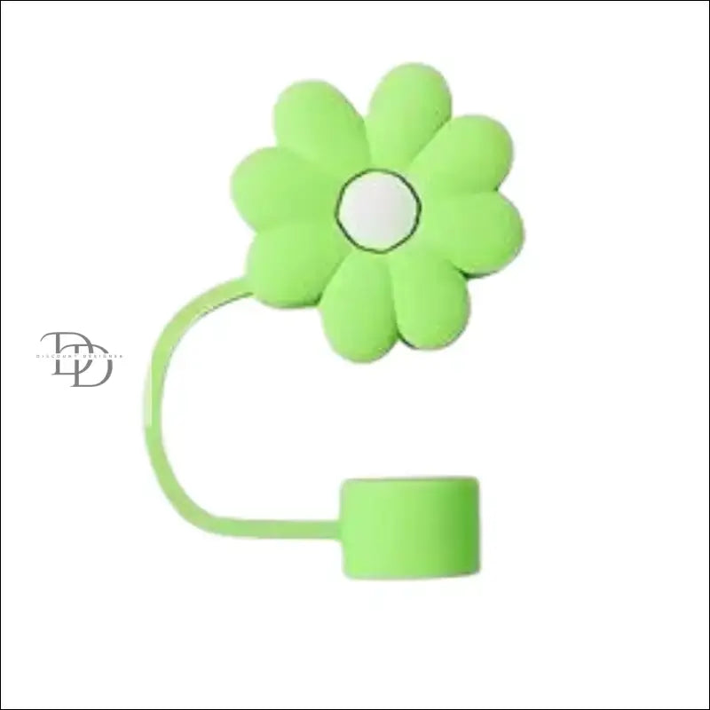 Lime green flower-shaped air freshener or diffuser with a flexible stem.